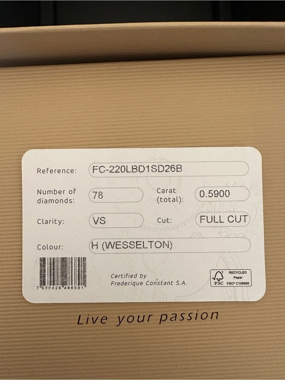 NWT Frederique Constant Classic Slimline  Ladies Diamond Watch